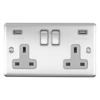 Eurolite EN2USBSSG 2-Gang USB Socket (LEAD TIME: 2-3 DAYS)