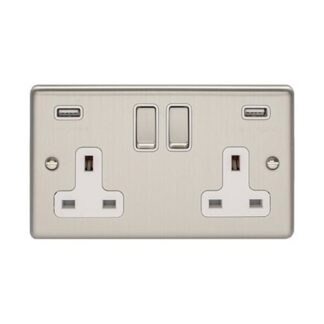 Eurolite EN2USBSSW 2-Gang USB Socket (LEAD TIME: 2-3 DAYS)