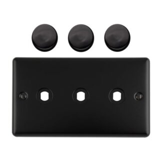 Eurolite EN3DIMMBB Dimmer Switch Plate-Matt Black-3-Gang (LEAD TIME: 2-3 DAYS)