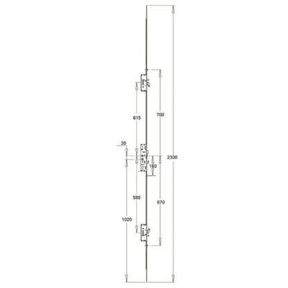 Kenrick Excalibur Latch 3 Hooks 2 Anti Lift Pins 3 Rollers Multipoint Door Lock - Option 2 (top hook to spindle = 615mm) - Image 2