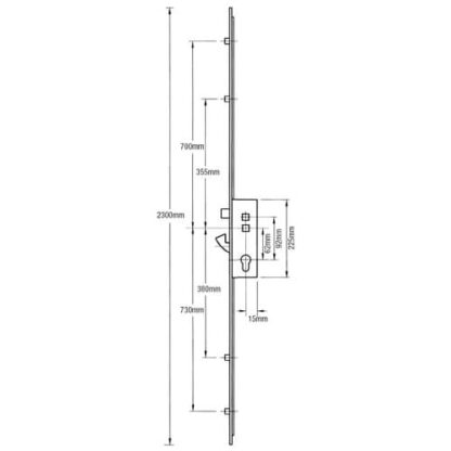 Kenrick Excalibur Latch Hook 4 Rollers Multipoint Door Lock - Image 2