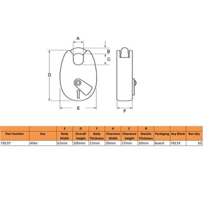 Fire Brigade FB11 Open Shackle Galvanised Padlock - Image 2