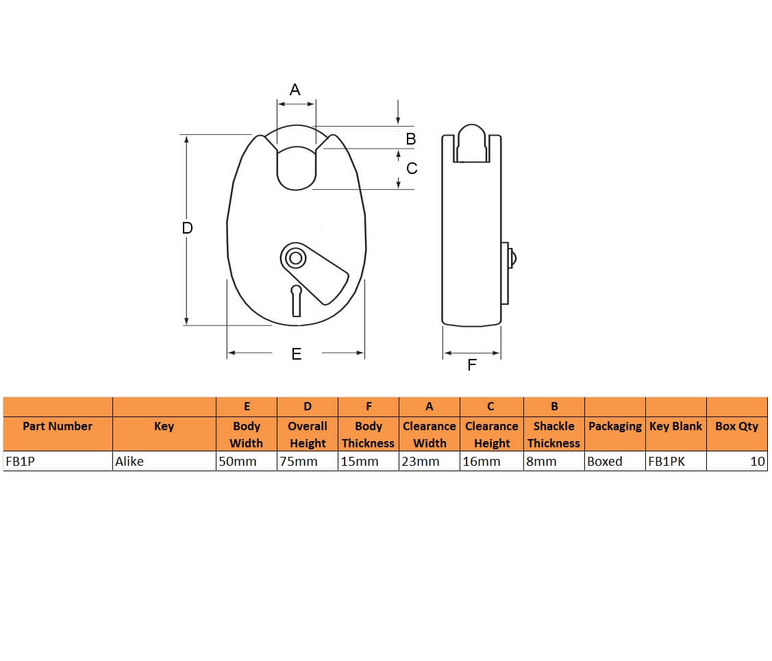 Fire Brigade FB1 Open Shackle Galvanised Padlock - Image 2