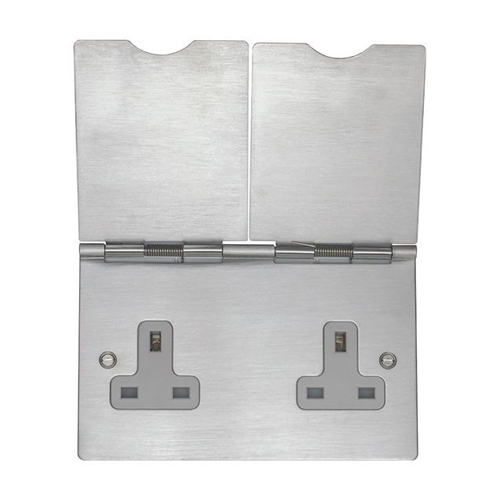 Eurolite FS4040SS Utility 2-Gang Floor Socket - Grey (LEAD TIME: 2-3 DAYS)