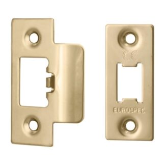 Eurospec FSF5009PVD Forend Strike & Fixing Pack To Suit Heavy Duty Tubular Latch - PVD Square Forend (LEAD TIME: 2-3 DAYS)