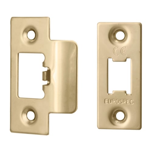 Eurospec FSF5009PVD Forend Strike & Fixing Pack To Suit Heavy Duty Tubular Latch - PVD Square Forend (LEAD TIME: 2-3 DAYS)