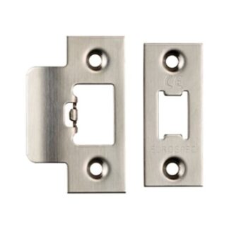 Eurospec FSF5009SSS Forend Strike & Fixing Pack To Suit Heavy Duty Tubular Latch - Satin Stainless Steel Square Forend (LEAD TIME: 2-3 DAYS)