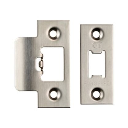 Eurospec FSF5009SSS Forend Strike & Fixing Pack To Suit Heavy Duty Tubular Latch - Satin Stainless Steel Square Forend (LEAD TIME: 2-3 DAYS)