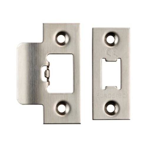 Eurospec FSF5009SSS Forend Strike & Fixing Pack To Suit Heavy Duty Tubular Latch - Satin Stainless Steel Square Forend (LEAD TIME: 2-3 DAYS)