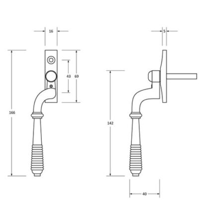 From the Anvil Reeded Offset Non-Locking Espag Window Handles (LEAD TIME: 2-3 DAYS) - Image 2