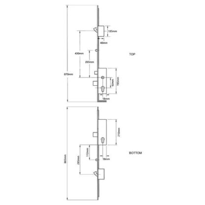 Fuhr Stable Door Lock Bottom Section Deadbolt 1 Hook 1 Roller Lift Lever - Image 2
