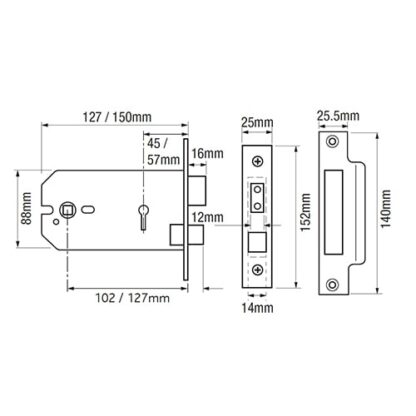 Imperial G5011/G5012 Horizontal Non British Standard 5 Lever Mortice Sashlock - Image 2