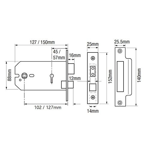 Imperial G5011/G5012 Horizontal Non British Standard 5 Lever Mortice Sashlock - Image 2