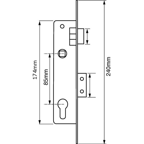 Santos 9050 Euro Mortice Sashlock for Metal Doors - Image 2