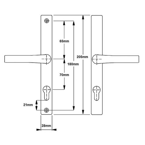 Hoppe London Lever Lever UPVC Multipoint Door Handles -  70mm PZ Unsprung 180mm Screw Centres - Image 5