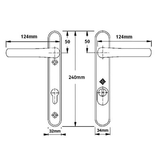 Hoppe Atlanta PAS24 Lever Lever UPVC Multipoint Door Handles -  92mm PZ Unsprung 122mm Screw Centres - Image 4
