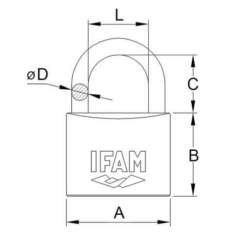 Ifam E Series 15mm Open Shackle Brass Padlock - Image 2