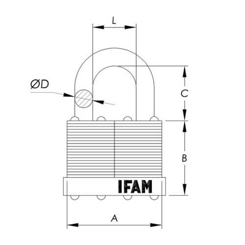 Ifam LM30 30mm Padlock - Open Shackle - Image 2