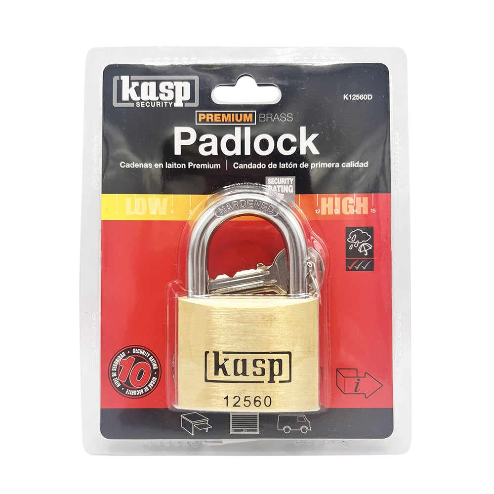 Kasp 125 series 60mm Open Shackle Brass padlock - Image 5