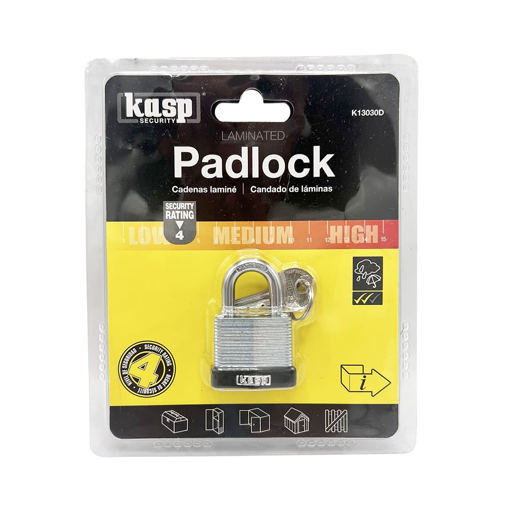 Kasp 130 30mm Open Shackle Laminated Steel Padlock - Image 5