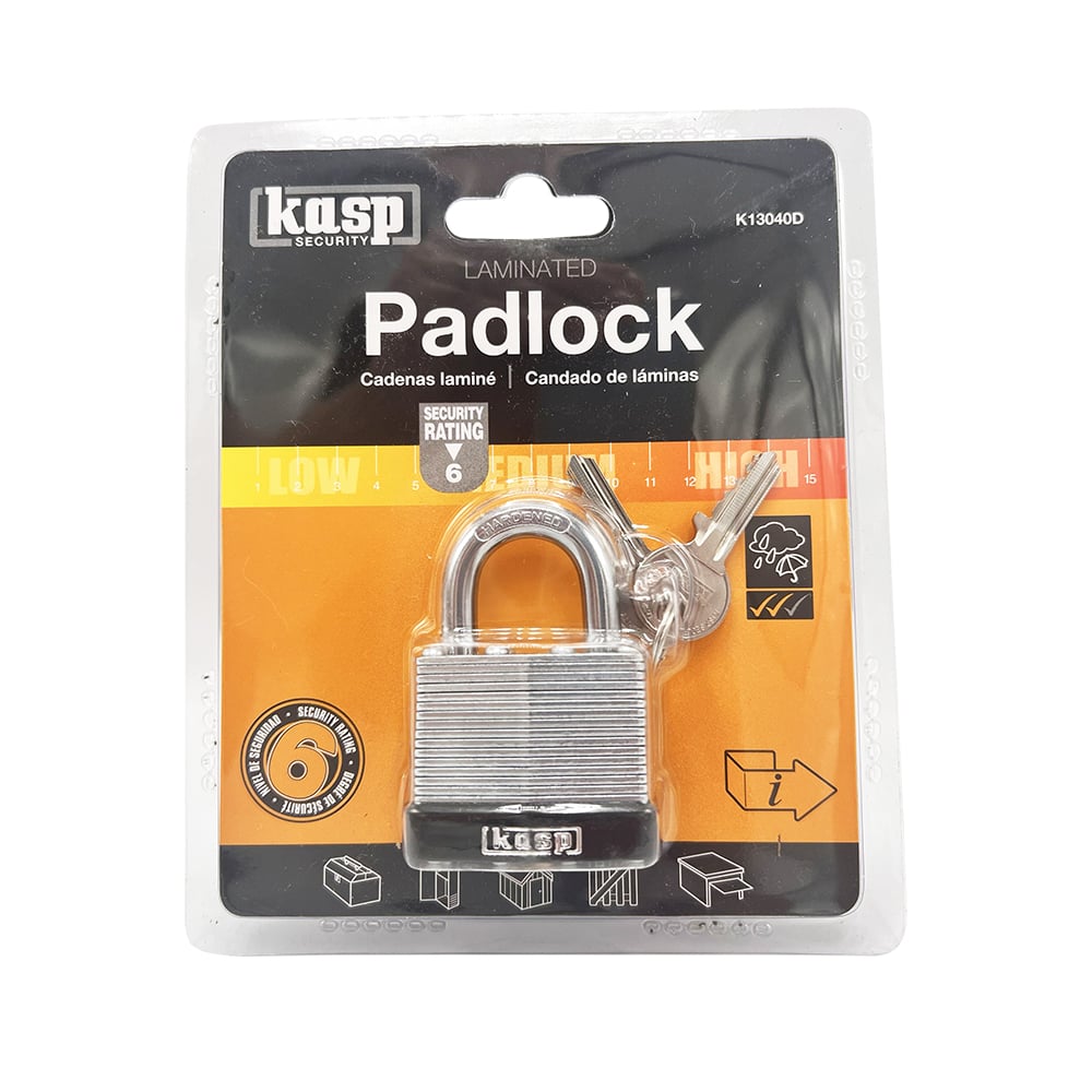 Kasp 130 40mm Open Shackle Laminated Steel Padlock - Image 5