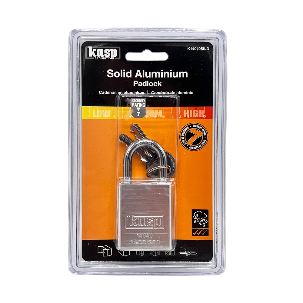 Kasp 140 40mm Open Shackle Solid Aluminium Padlock - Image 4