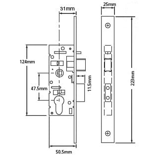 Union L22080 Euro 2" Mortice Sashlock for Metal Doors - Image 2