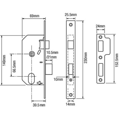 Union L2278 Oval Double Throw Mortice Sashlock - Image 2