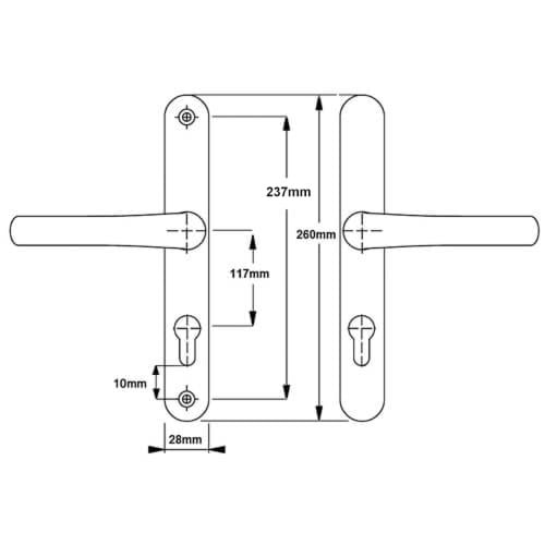 Millenco Lever Lever UPVC Multipoint Door Handles -  117mm PZ Sprung 237mm Screw Centres - Image 3