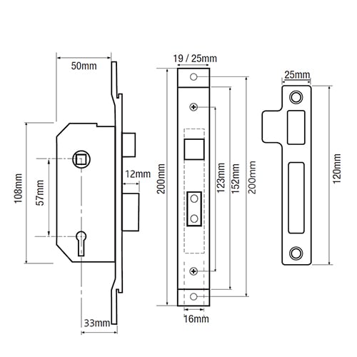 Willenhall M5 Non British Standard 5 Lever 2" Cranked 19mm Extended Forend Mortice Sashlock - Image 8