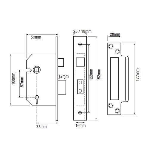 Willenhall M5 Non British Standard 5 Lever Mortice Sashlock - Image 6