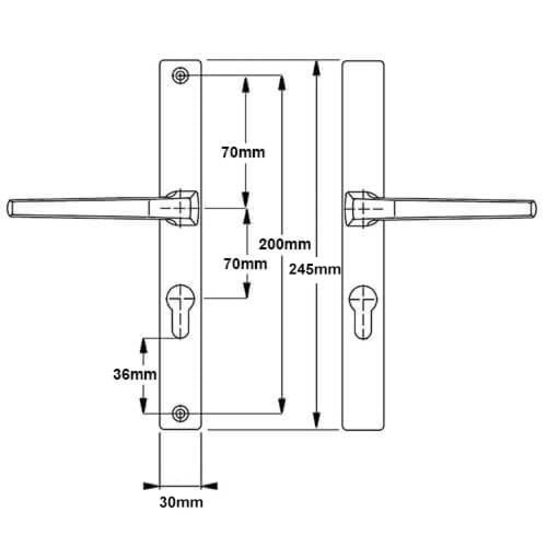 Hoppe Frankfurt Lever Lever UPVC Multipoint Door Handles -  70mm PZ Unsprung 200mm Screw Centres - Image 4