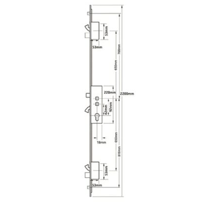 Millenco Mantis 3 Latch 2 Deadbolts 3 Hooks 2 Rollers Double Spindle Multipoint Door Lock - Image 2