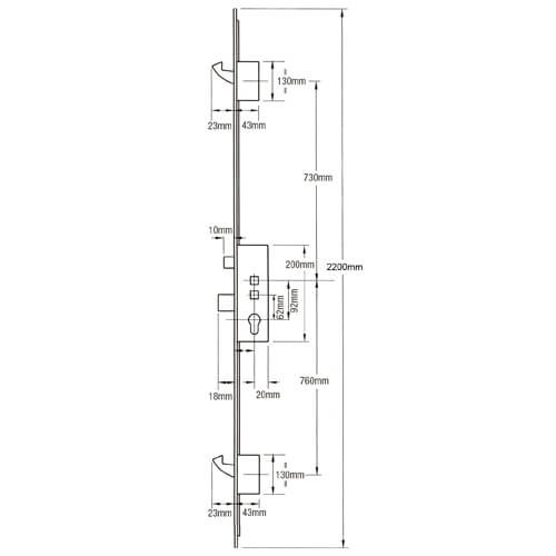 Roto H600 Latch Deadbolt 2 Hooks Option 2 Lift Lever Double Spindle Multipoint Door Lock - Image 2