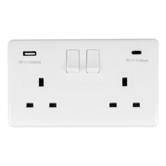 Eurolite PL4620C Enhance White Plastic 2-Gang USB-C Socket (LEAD TIME: 2-3 DAYS)