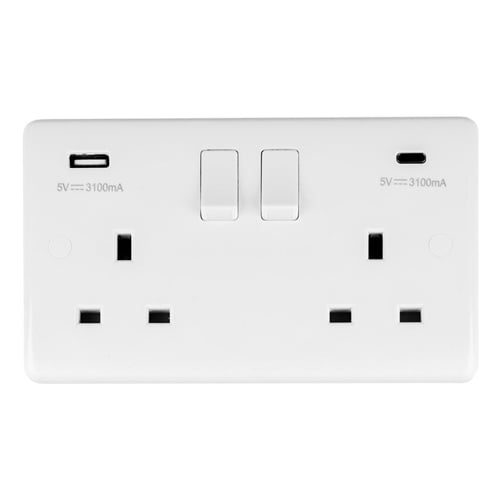 Eurolite PL4620C Enhance White Plastic 2-Gang USB-C Socket (LEAD TIME: 2-3 DAYS)