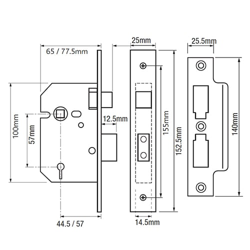 Yale PM320 3 Lever Mortice Sashlock - Image 2