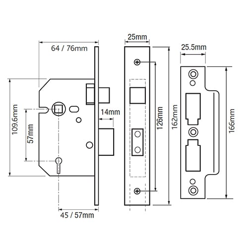 Yale PM550 Non British Standard 5 Lever Mortice Sashlock - Image 2