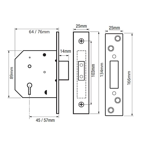Yale PM552 Non British Standard 5 Lever Mortice Deadlock - Image 2