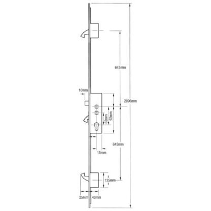 Safeware Latch 3 Hooks Double Spindle Multipoint Door Lock - Image 2