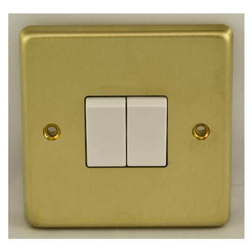 Eurolite SB2SWW- Stainless Steel 2-Gang Switch - Satin Brass (LEAD TIME: 2-3 DAYS)