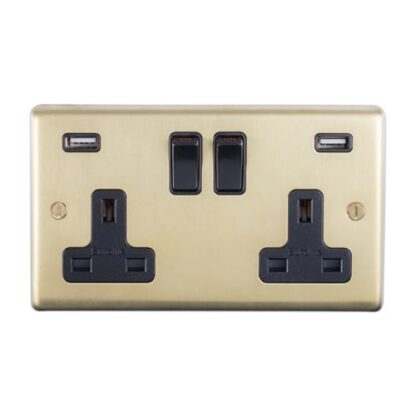 Eurolite SB2USBB- Stainless Steel 2-Gang Usb Socket - Satin Brass (LEAD TIME: 2-3 DAYS)