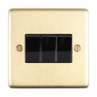 Eurolite SB3SWB- Stainless Steel 3-Gang Switch - Satin Brass (LEAD TIME: 2-3 DAYS)