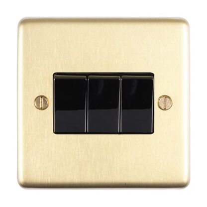 Eurolite SB3SWB- Stainless Steel 3-Gang Switch - Satin Brass (LEAD TIME: 2-3 DAYS)