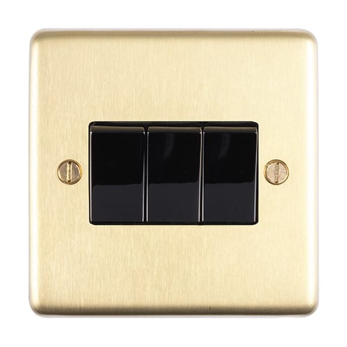 Eurolite SB3SWB- Stainless Steel 3-Gang Switch - Satin Brass (LEAD TIME: 2-3 DAYS)