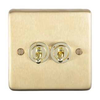 Eurolite SBT2SW- Stainless Steel 2-Gang Toggle Switch - Satin Brass (LEAD TIME: 2-3 DAYS)