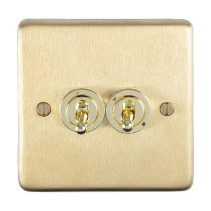 Eurolite SBT2SW- Stainless Steel 2-Gang Toggle Switch - Satin Brass (LEAD TIME: 2-3 DAYS)