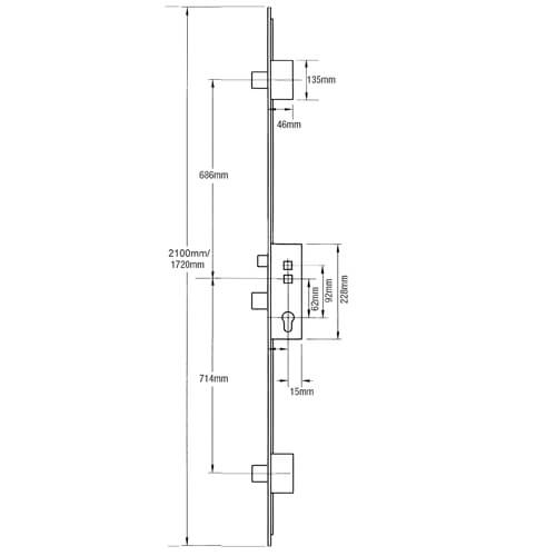 Fullex Crimebeater Latch 3 Deadbolts Double Spindle Multipoint Door Lock - 16mm Faceplate - Image 2