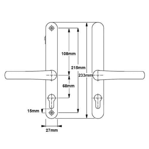 Hoppe Fullex Lever Lever UPVC Multipoint Door Handles -  With Snib 68mm PZ Sprung 215mm Screw Centres - Image 4