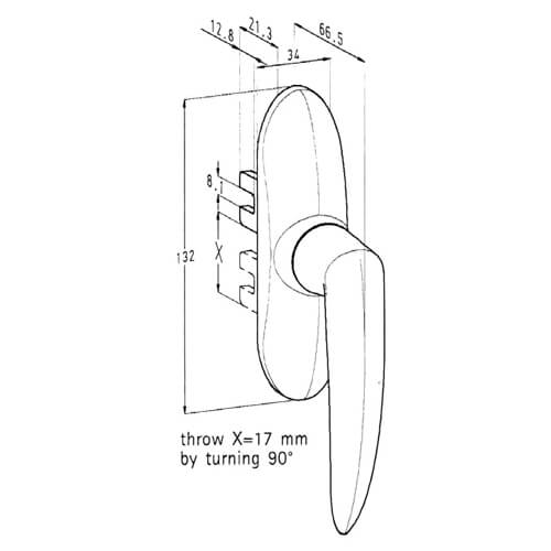 Sobinco Non-Locking Fork Drive Window Handle - Image 4